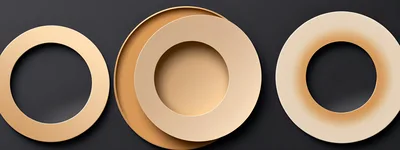 Abstract 3D Rendered Gold And Beige Circular Shapes