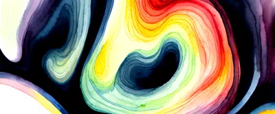 Abstract Watercolor Background With Flowing Rainbow Color Waves