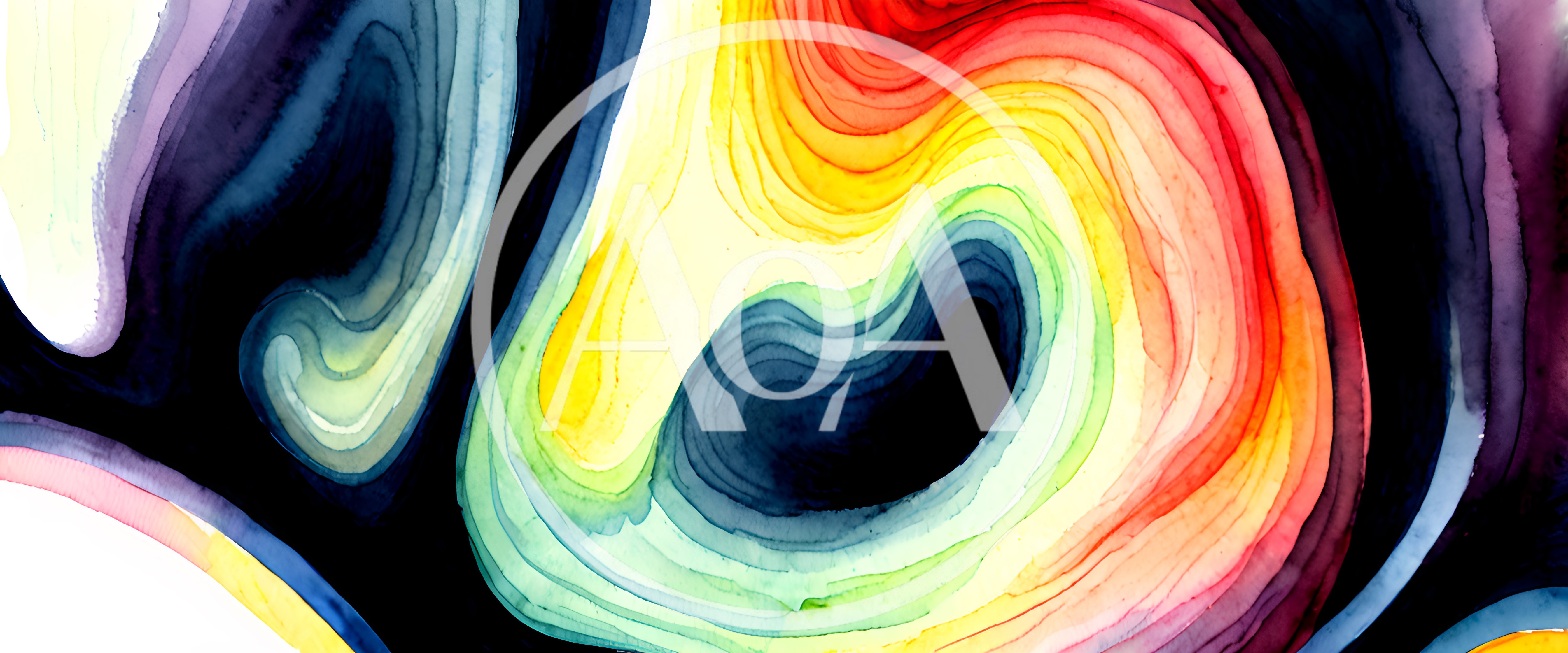 Abstract Watercolor Background With Flowing Rainbow Color Waves