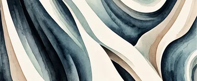 Abstract Watercolor Background With Flowing Blue And Beige Curves
