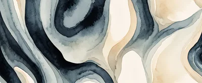 Abstract Watercolor Background With Flowing Blue And Beige Shapes