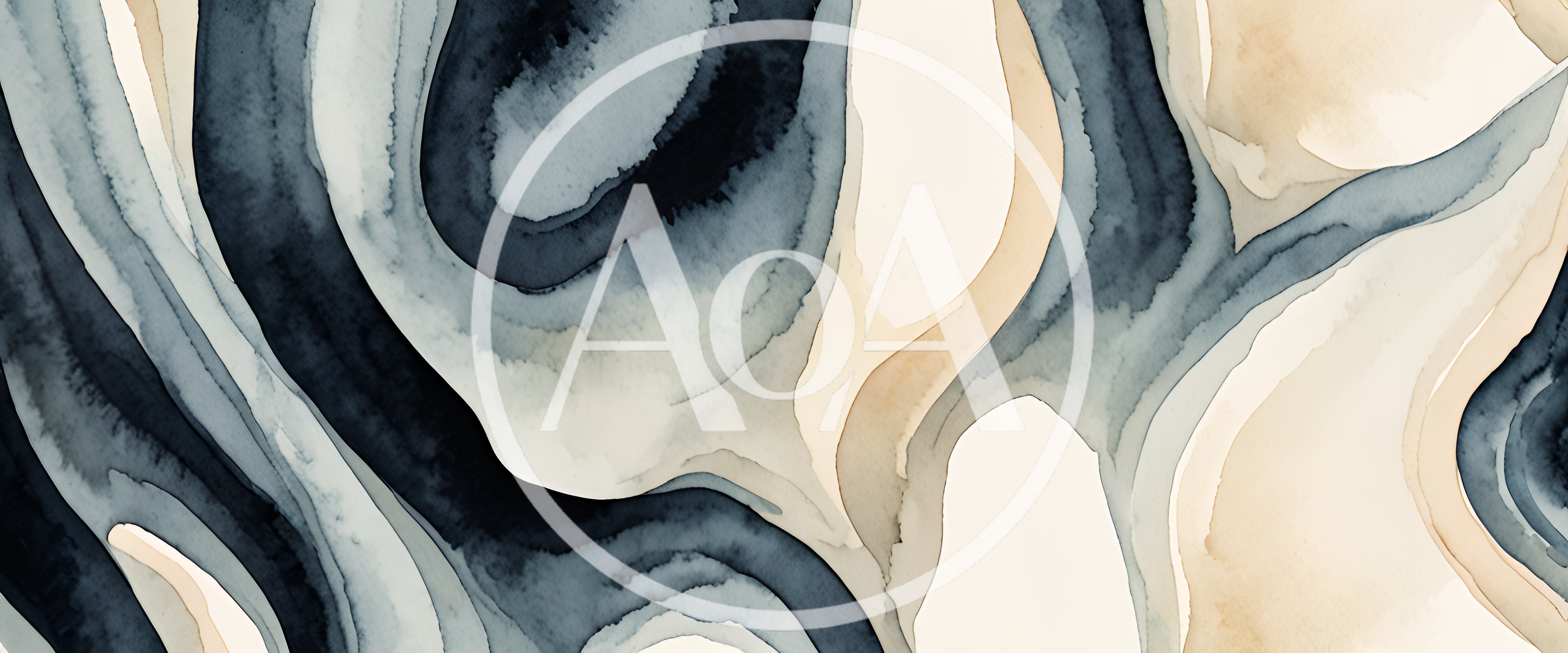 Abstract Watercolor Background With Flowing Blue And Beige Shapes