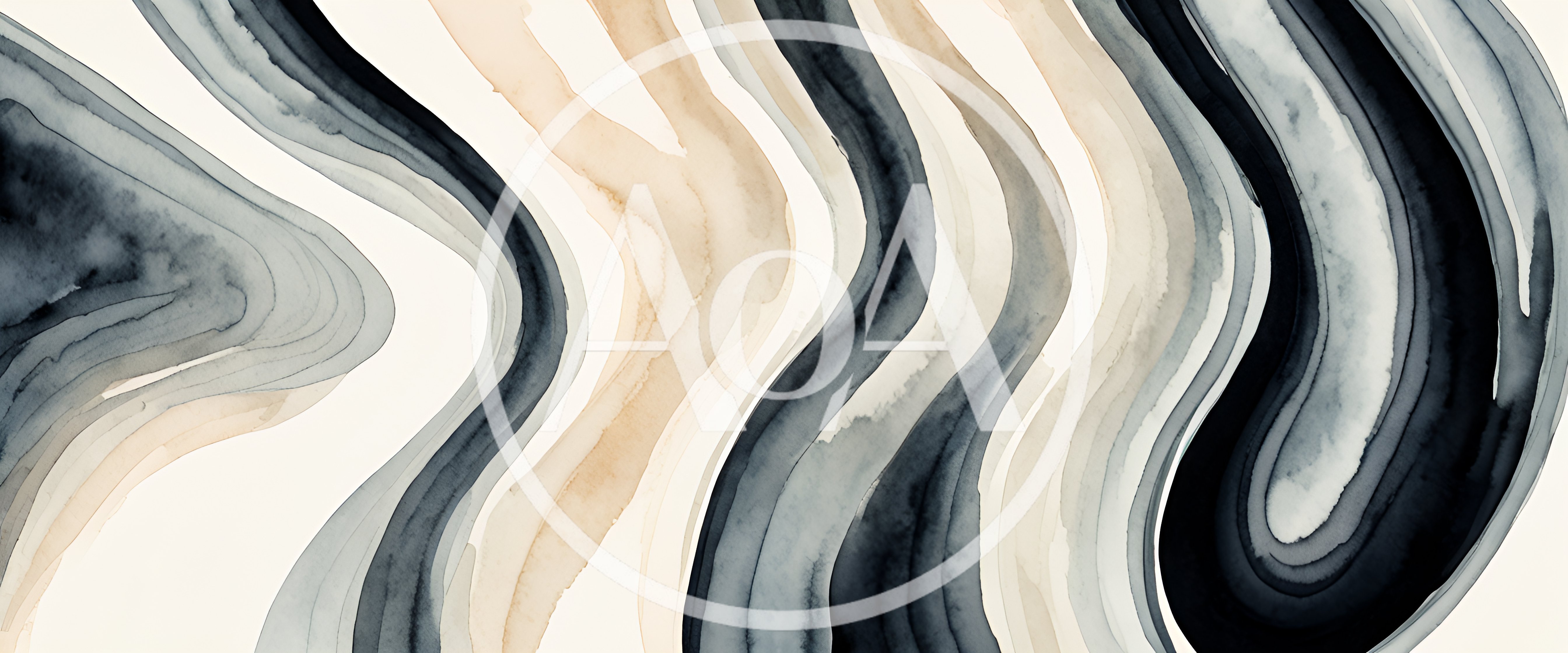 Abstract Watercolor Background With Flowing Wavy Lines