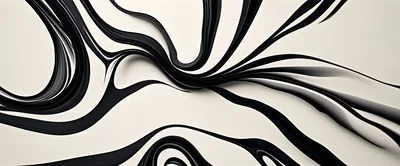 Abstract Black Liquid Swirls On Cream Background