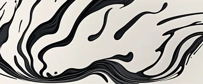 Abstract Black Liquid Swirls On Cream Background