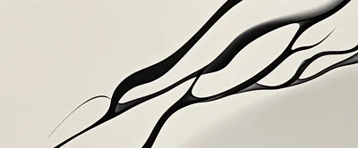 Abstract Black Fluid Curves On Beige Background
