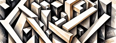 Abstract Geometric Maze Structure With Isometric Perspective