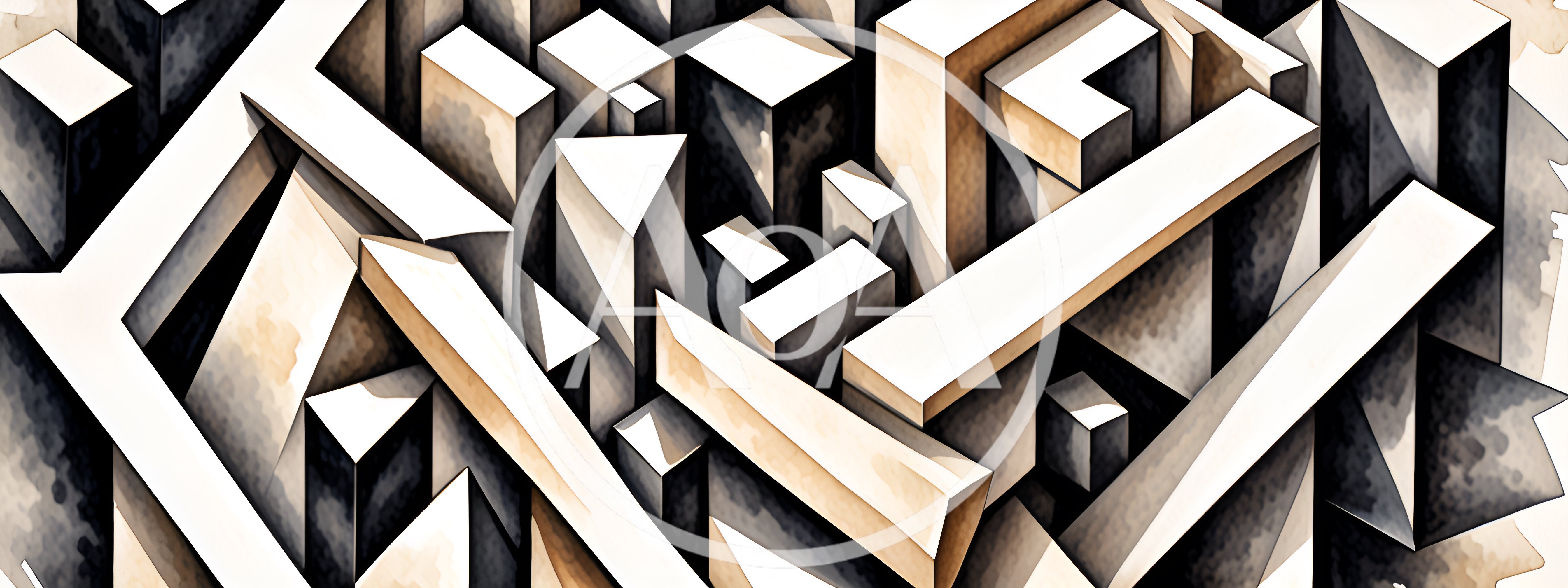 Abstract Geometric Maze Structure With Isometric Perspective