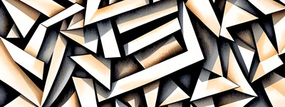 Abstract Geometric Pattern With Overlapping White And Beige Shapes
