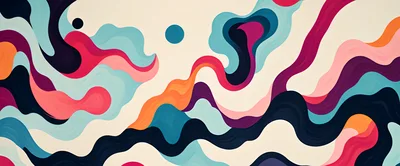 Abstract Fluid Wave Pattern With Vibrant Multicolored Shapes