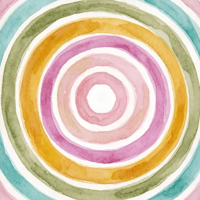 Watercolor Concentric Circles Abstract Pattern