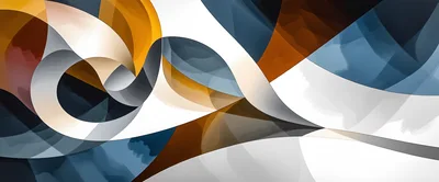 Abstract Fluid Shapes With Blue And Gold Tones