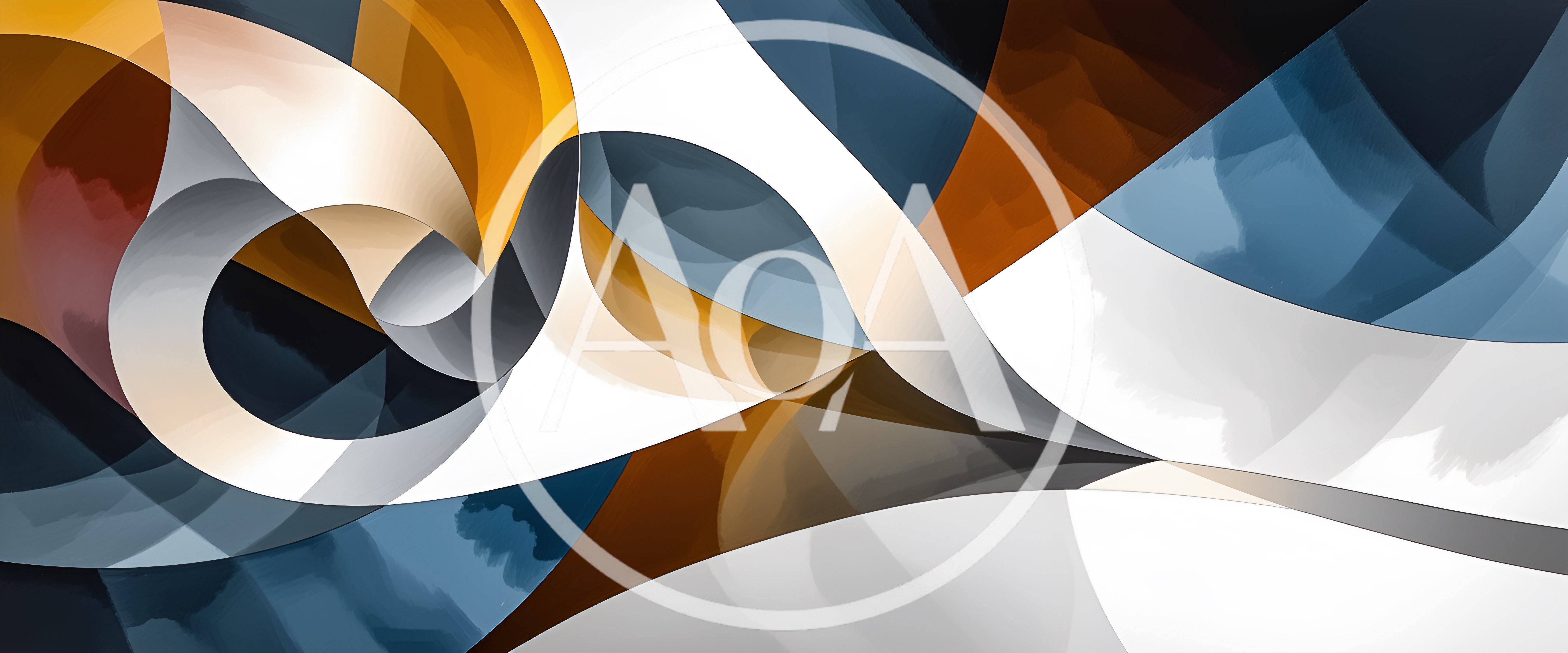 Abstract Fluid Shapes With Blue And Gold Tones