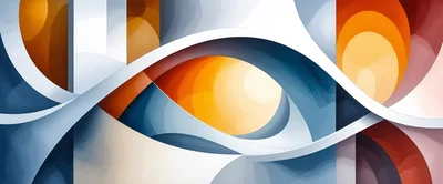Abstract Geometric Composition With Fluid Curves And Warm Tones