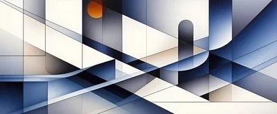 Abstract Geometric Composition With Blue And Cream Tones