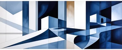 Abstract Geometric Composition In Shades Of Blue