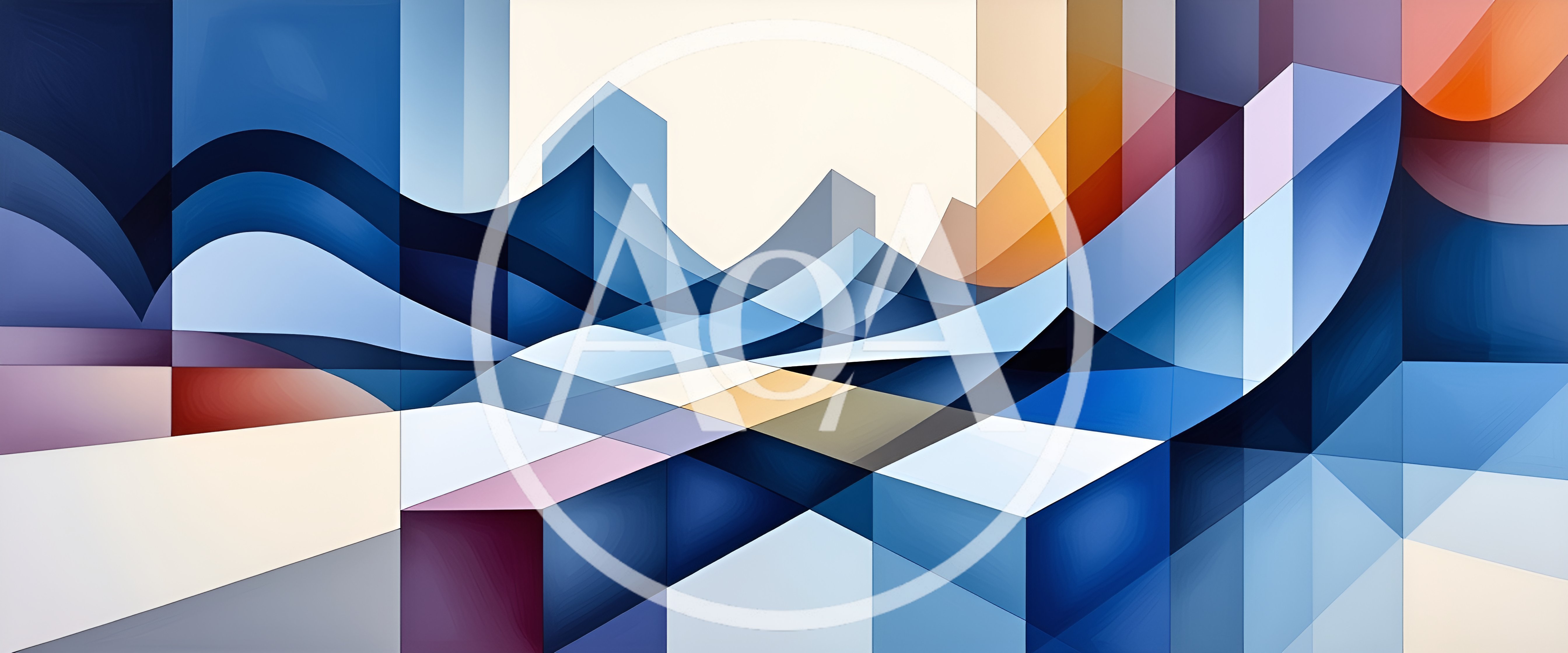 Abstract Geometric Cityscape With Fluid Wave Patterns