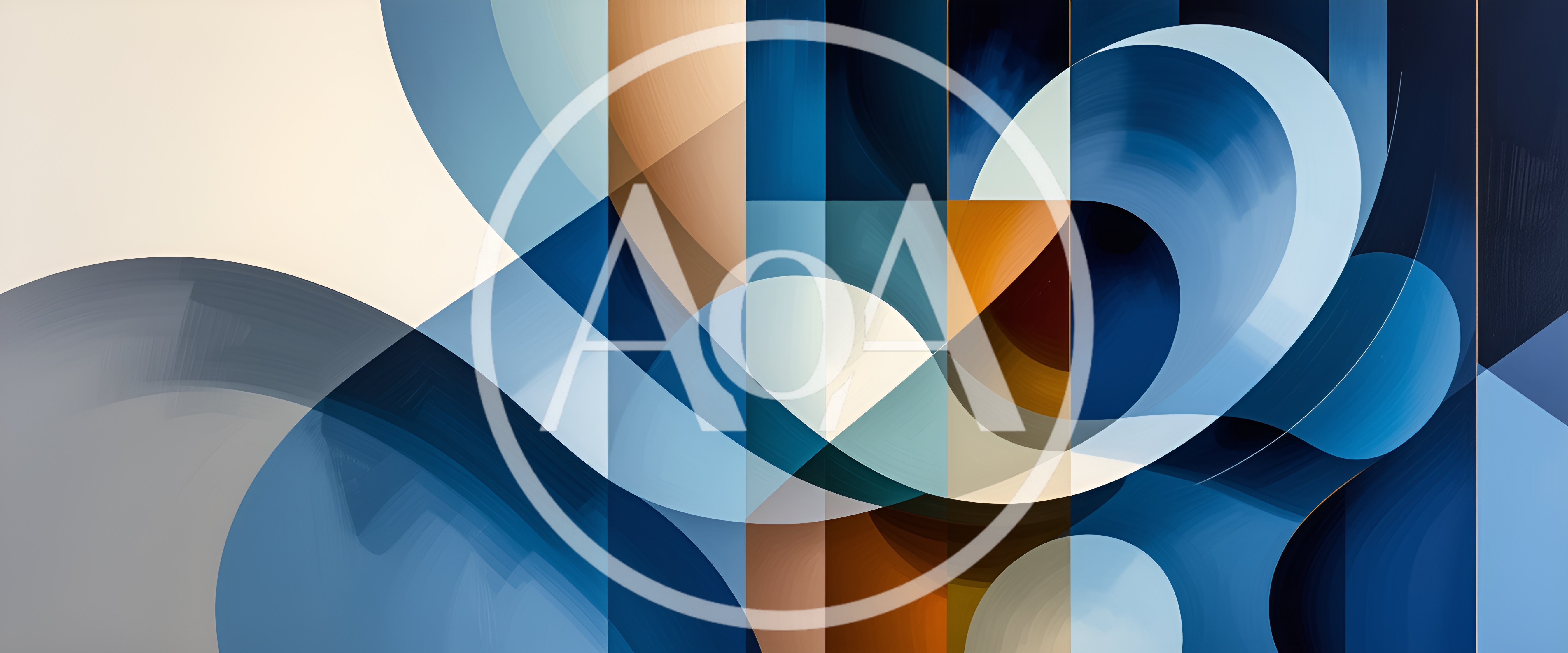 Abstract Geometric Composition With Blue And Brown Curves