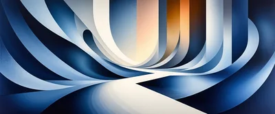 Abstract Blue And Gold Curved Architectural Background