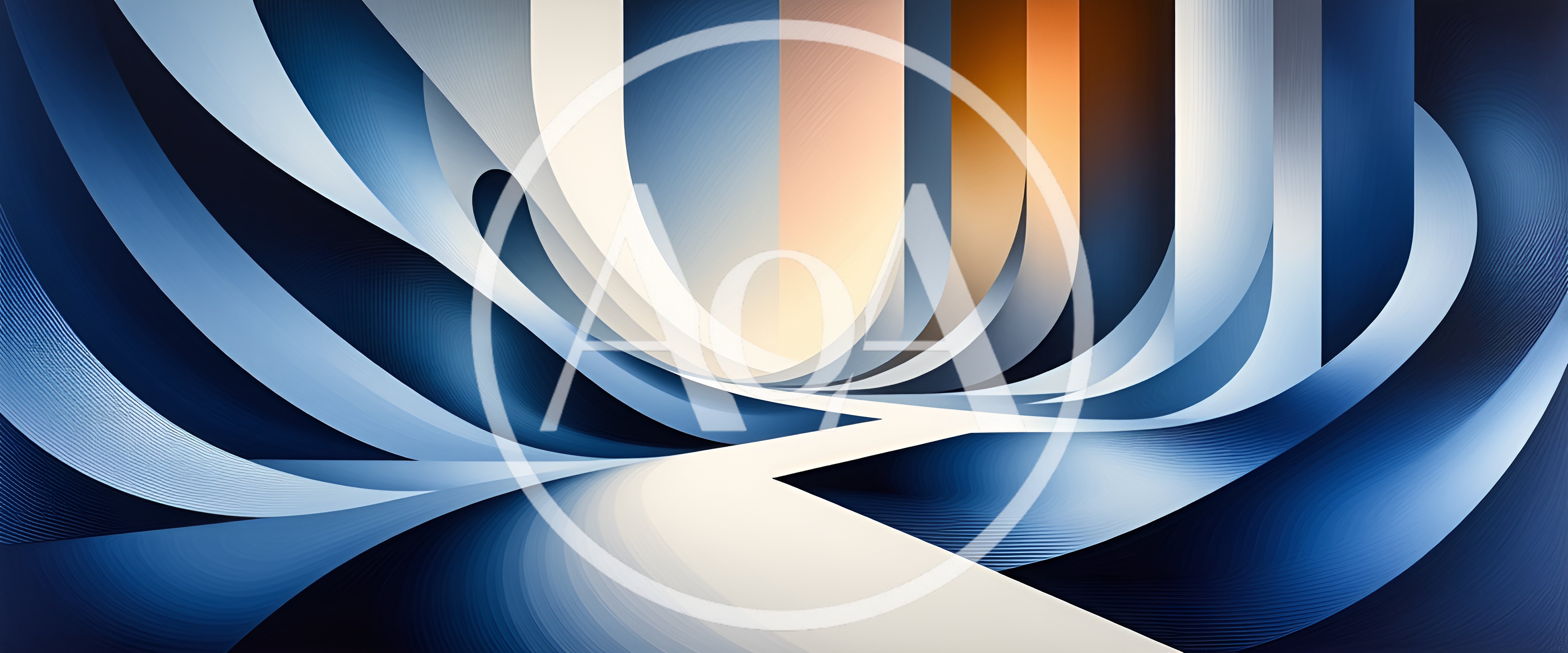 Abstract Blue And Gold Curved Architectural Background