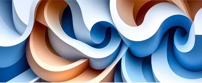 Abstract 3D Wavy Shapes In Blue And Orange