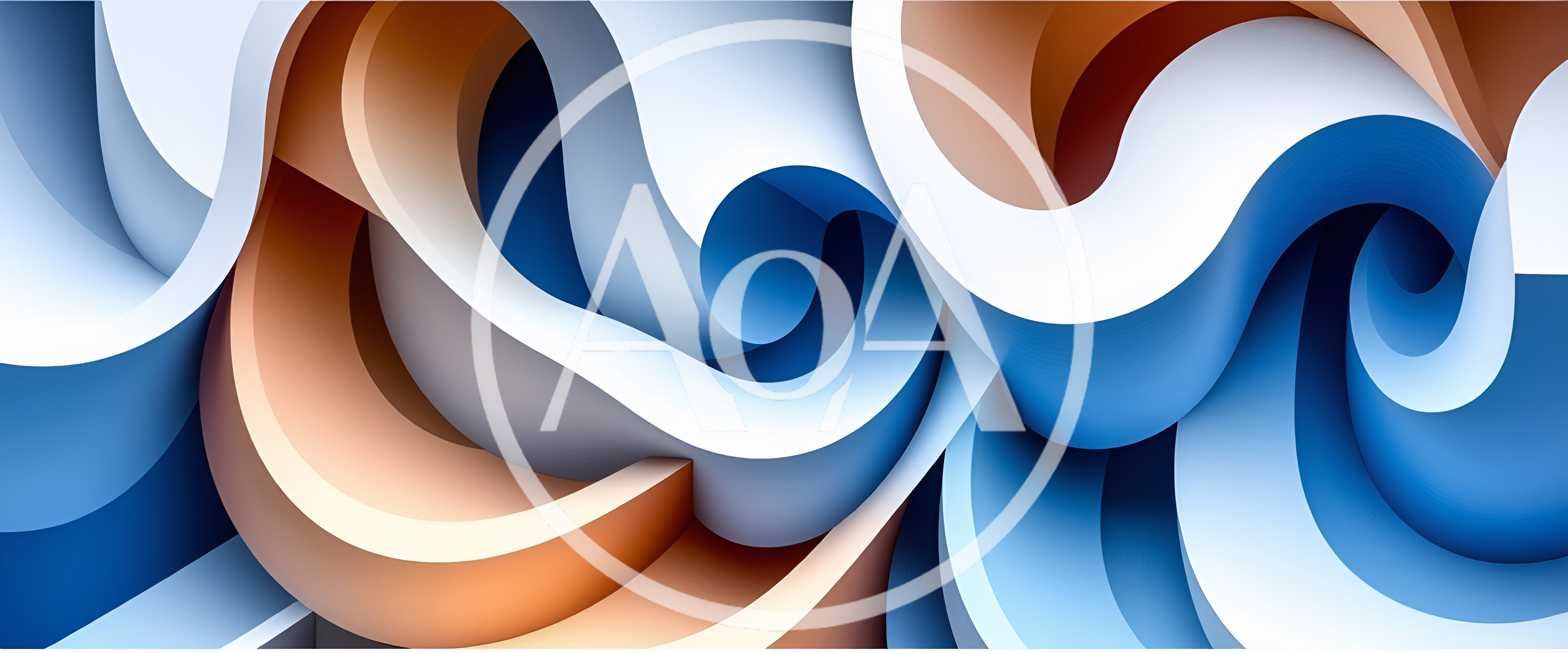Abstract 3D Wavy Shapes In Blue And Orange