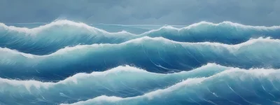 Stylized Digital Illustration Of Rolling Ocean Waves