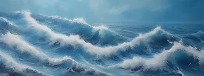 Rough Blue Ocean Waves In Stormy Weather