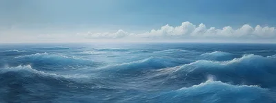 Expansive Ocean Waves Under A Clear Blue Sky