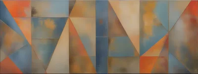 Abstract Geometric Painting With Textured Color Blocks