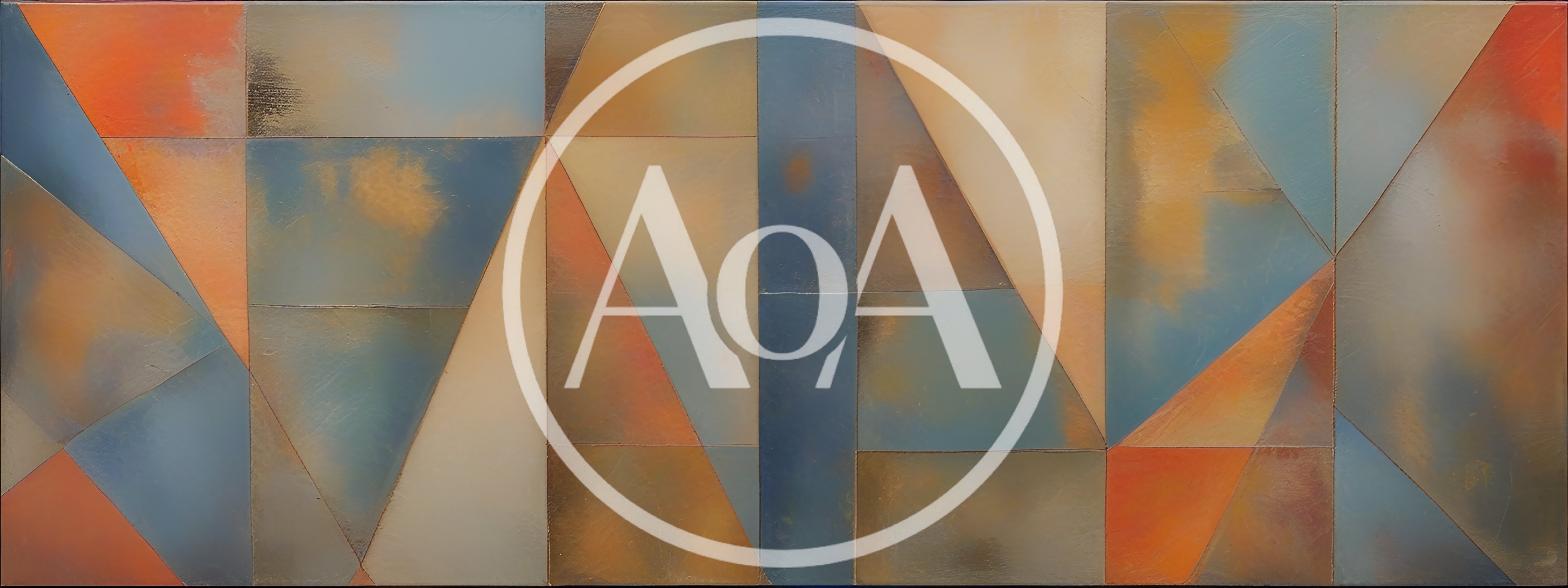 Abstract Geometric Painting With Textured Color Blocks