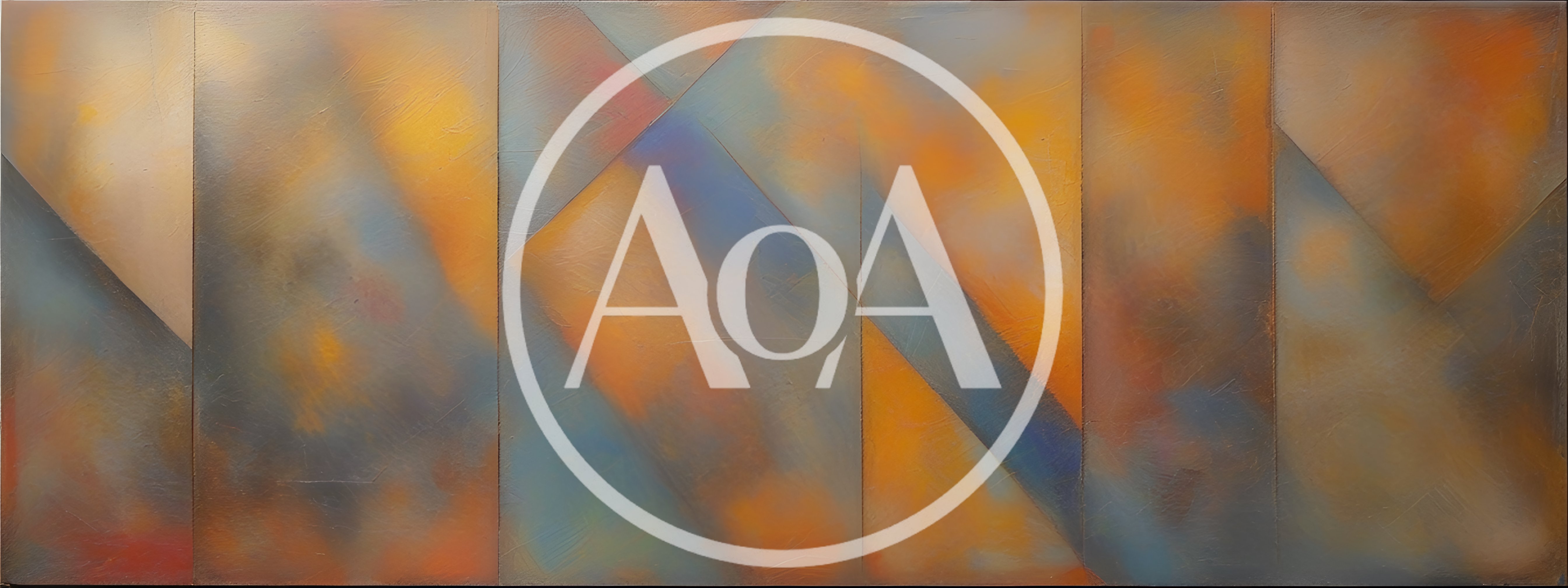 Abstract Geometric Oil Painting With Warm And Cool Tones