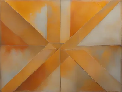 Abstract Geometric Painting With Warm Orange Tones