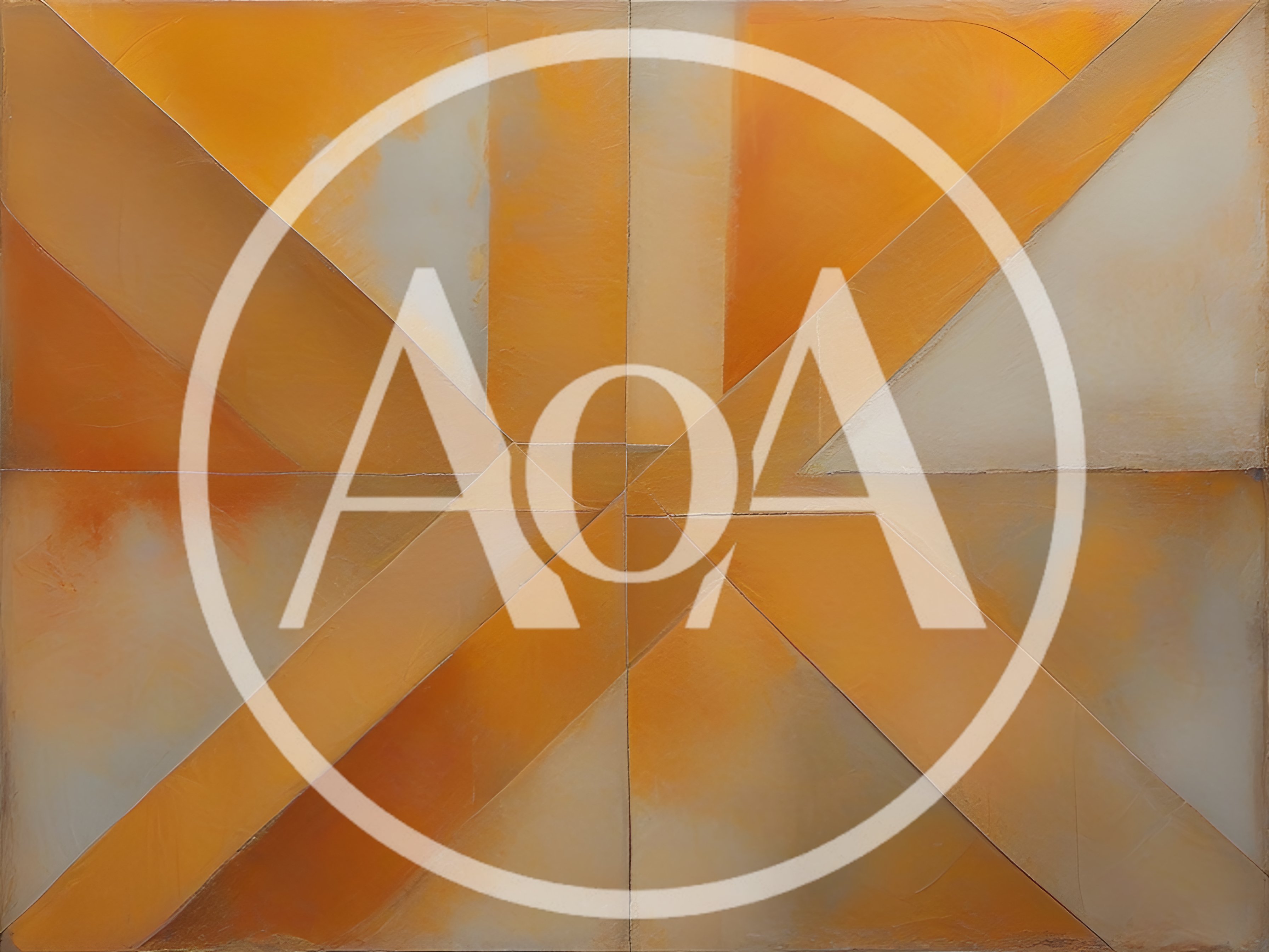 Abstract Geometric Painting With Warm Orange Tones