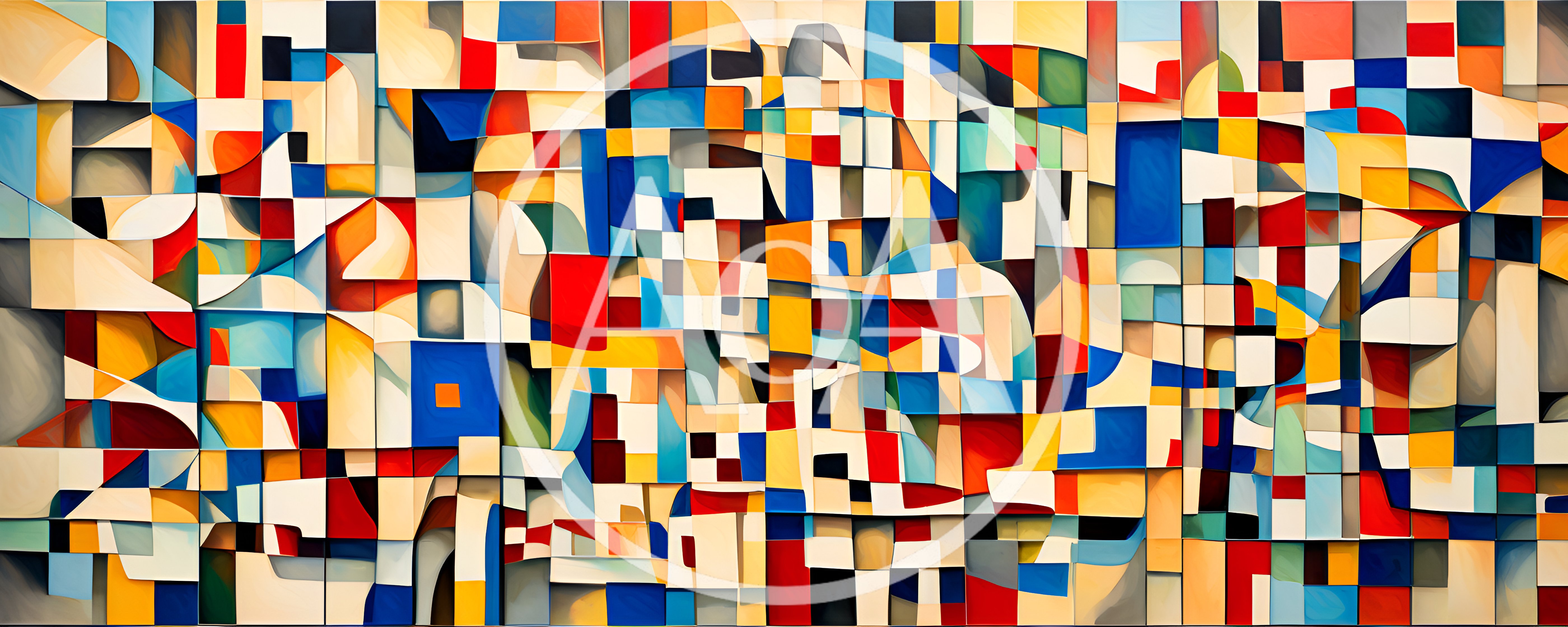 Abstract Geometric Mosaic With Vibrant Primary Colors