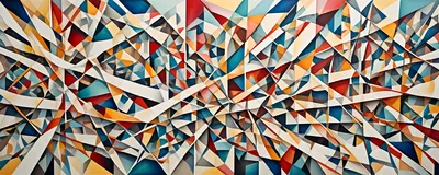 Abstract Geometric Painting With Intersecting Colorful Shapes