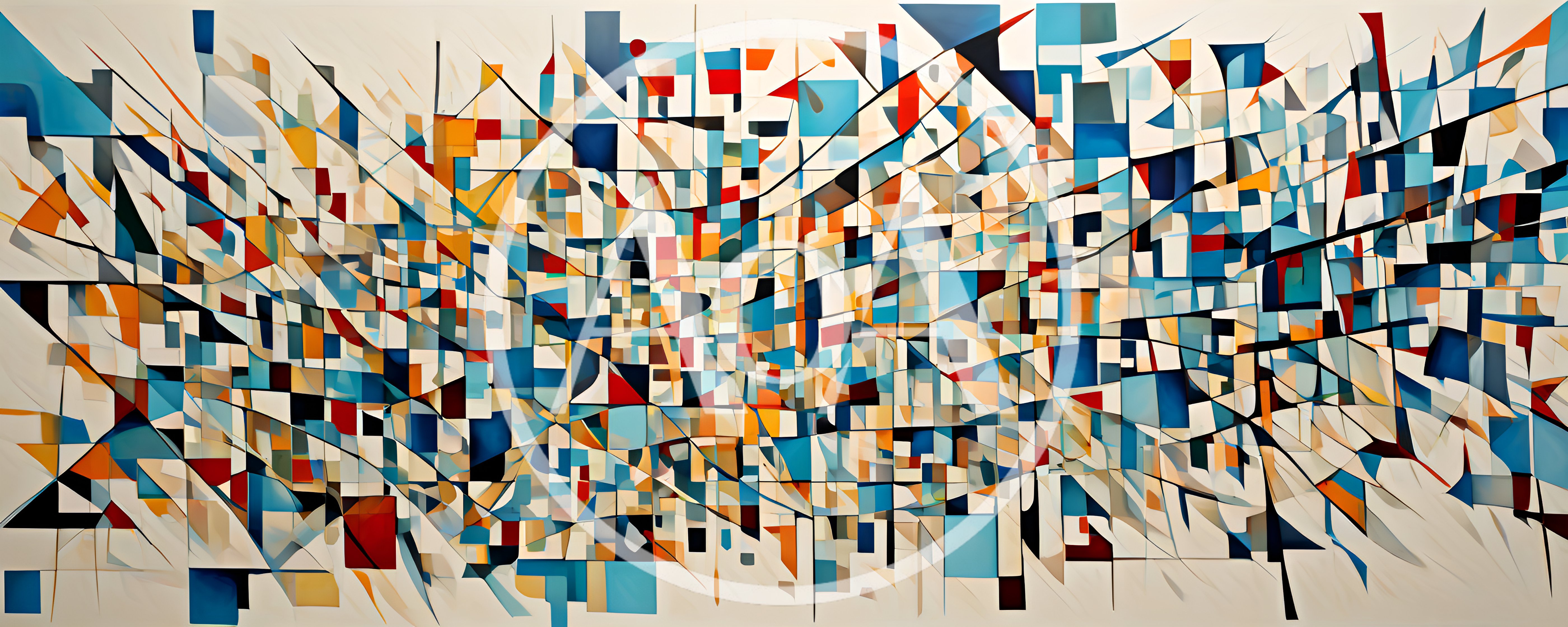 Abstract Geometric Painting With Vibrant Multicolored Shapes