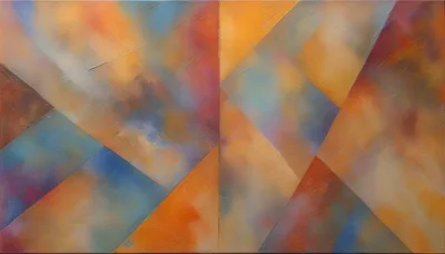 Abstract Geometric Oil Painting With Warm Color Palette