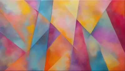 Abstract Geometric Painting With Vibrant Multicolored Gradient Shapes
