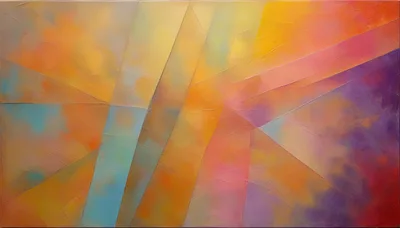 Abstract Geometric Painting With Vibrant Warm And Cool Tones