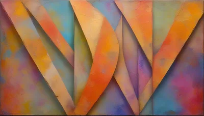Abstract Geometric Painting With Overlapping Textured Shapes