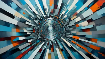 Abstract Digital Tunnel With Geometric Rectangular Shapes