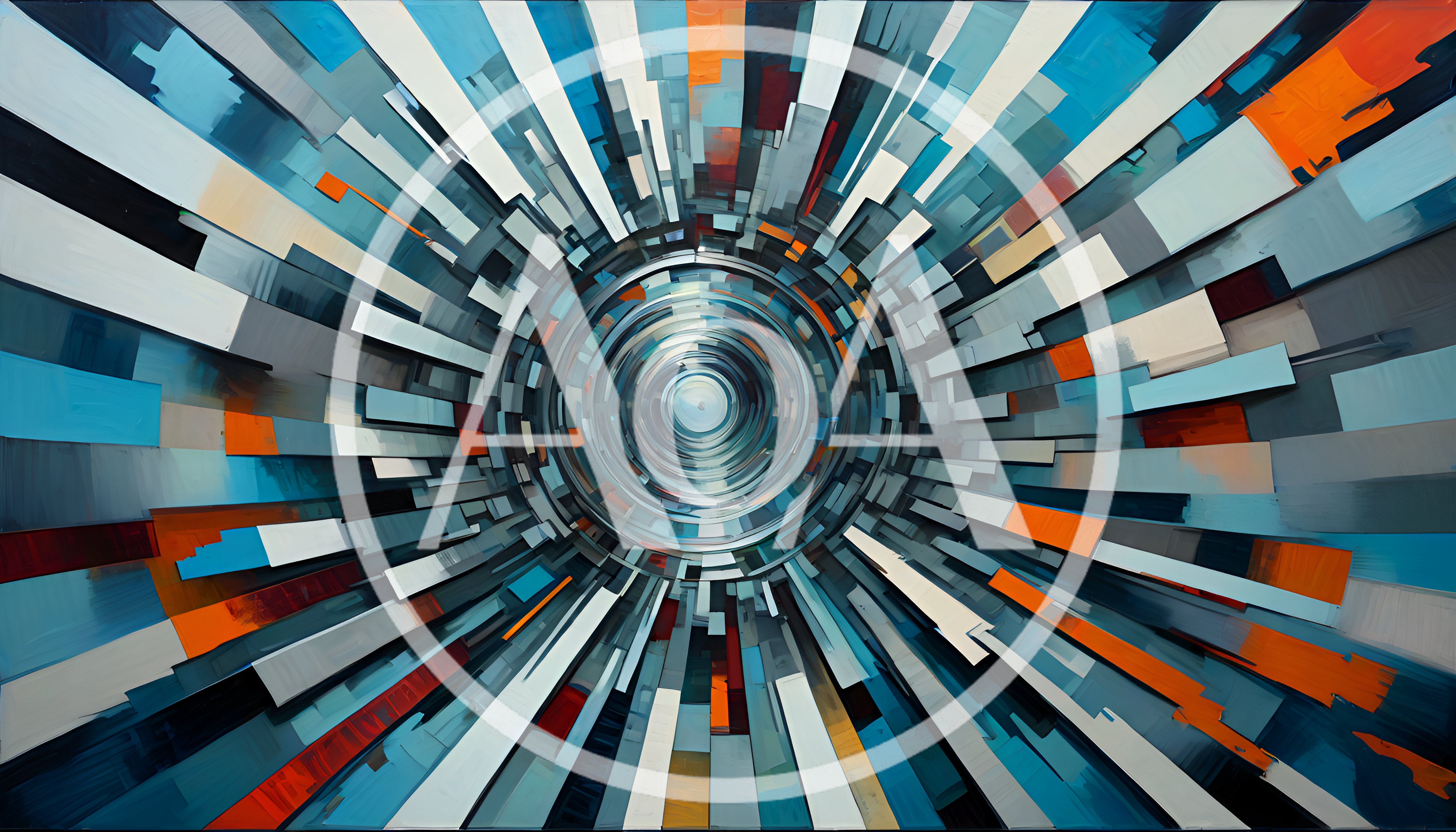 Abstract Digital Tunnel With Geometric Rectangular Shapes