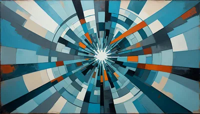 Abstract Geometric Radial Tunnel With Blue And Orange Tones