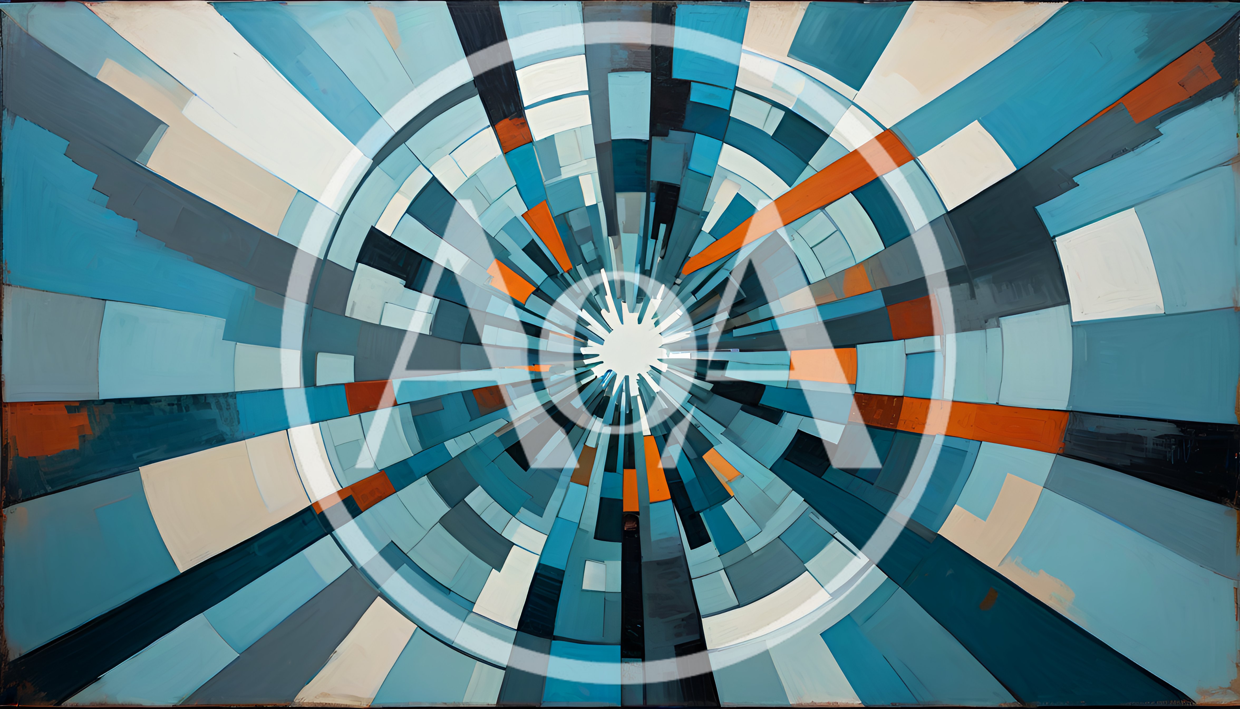 Abstract Geometric Radial Tunnel With Blue And Orange Tones