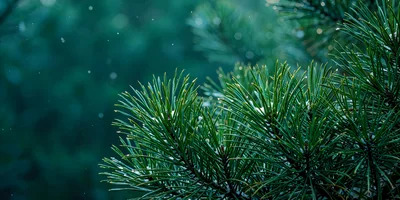 Snowflakes Falling On Pine Tree Needles