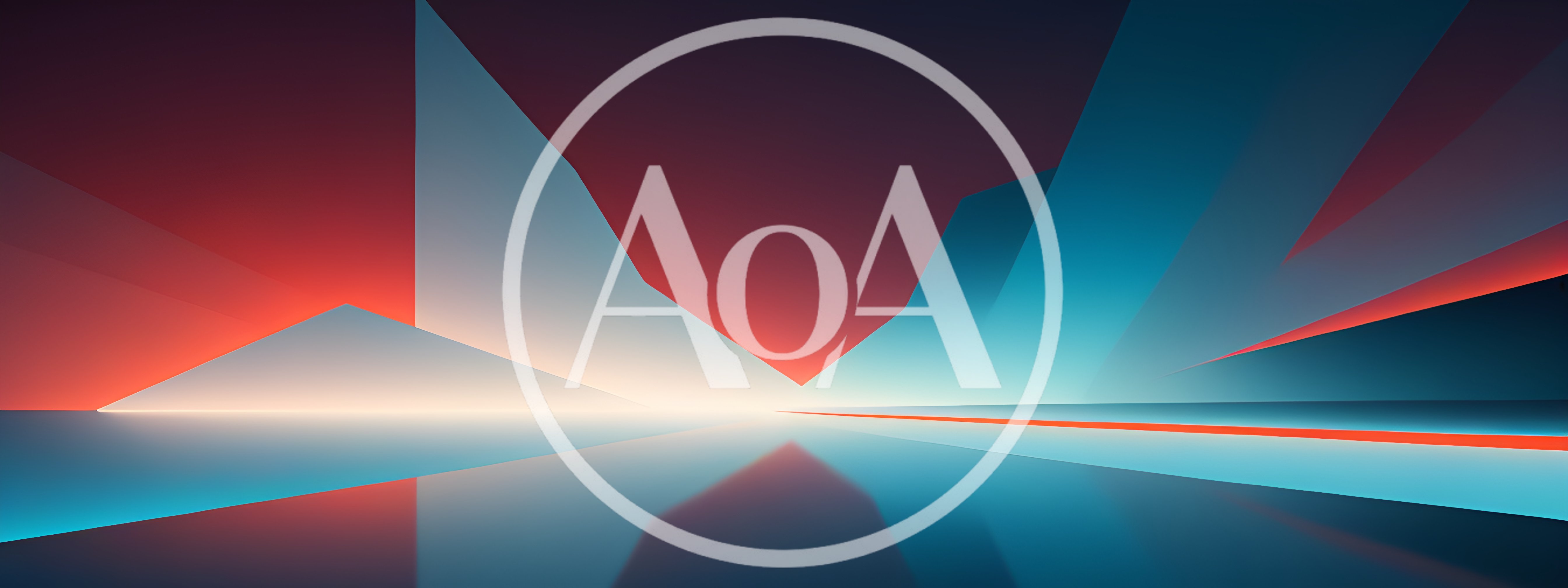 Abstract Geometric Landscape With Glowing Red And Blue Light