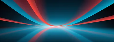 Abstract Glowing Neon Curves On Dark Reflective Surface