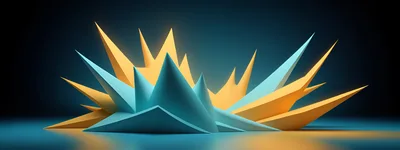 Abstract Geometric Spikes In Blue And Yellow