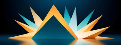 Abstract Geometric Spiky Shapes On Reflective Surface